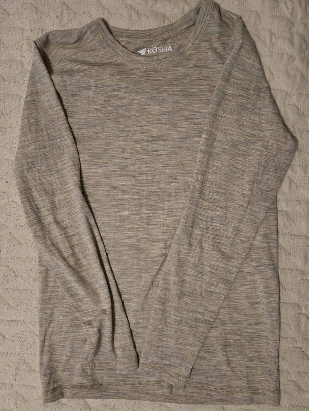 Kosha Men's Long Sleeve Crewneck Shirt in Heathered Tan Moreno Wool